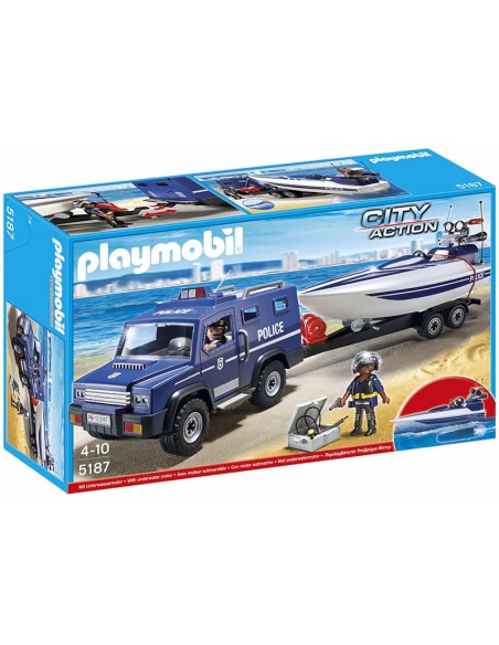 5187 PLAYMOBIL CITY ACTION COCHE DE POLOCÍA CON LANCHA
