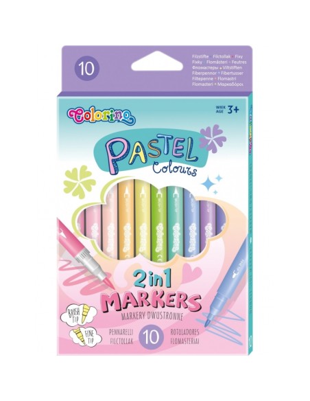 RETOLADORS DOBLE PUNTA COLORS PASTEL. COLORINO.