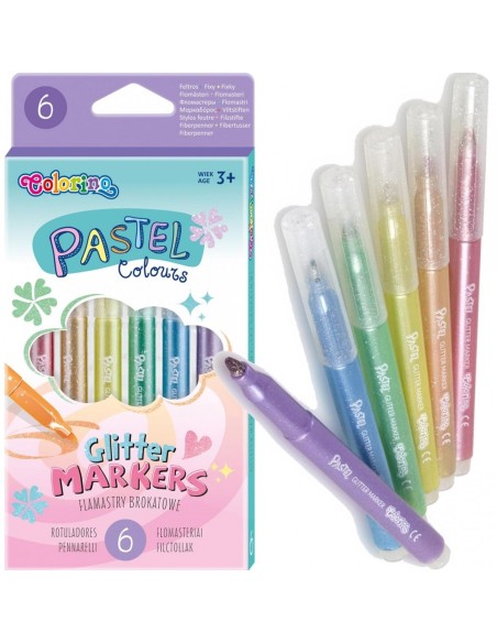 ROTULADORES GLITTER COLORES PASTEL. COLORINO.
