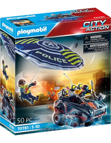 70781 PLAYMOBIL CITY ACTION Paracaídas de policía: persecución del vehículo anfibio.