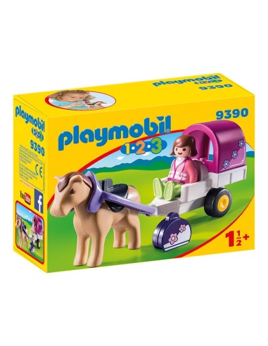 9390 PLAYMOBIL 1.2.3. CARRUAJE CON CABALLO.