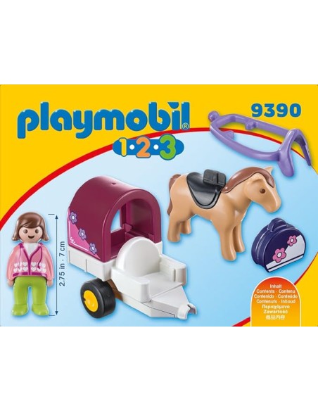 9390 PLAYMOBIL 1.2.3. CARRUATGE AMB CAVALL.