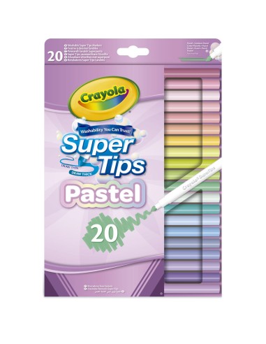 20 RETOLADORS SUPER TIPS PASTEL RENTABLES. CRAYOLA