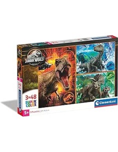 PUZZLE 3X48 JURASSIC WORLD. CLEMENTONI.