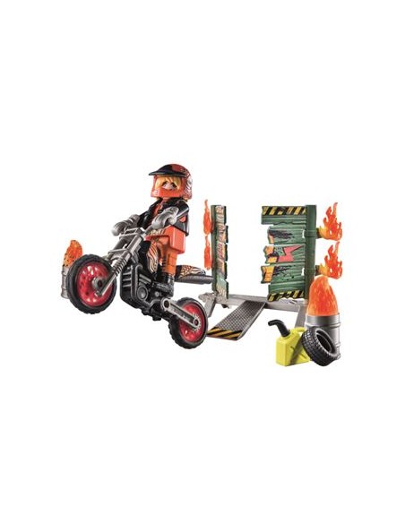 71256 PLAYMOBIL STARTER PACK STUNYSHOW MOTO D'ACROBÀCIES AMB PARET DE FOC.