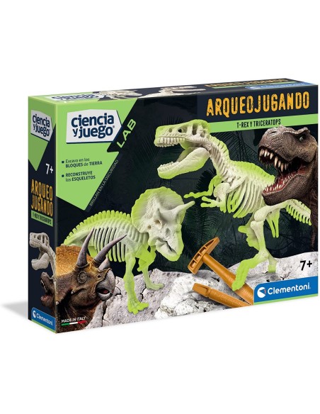 ARQUEOJUGANDO T-REX I TRICERATOPS. CLEMNTONI