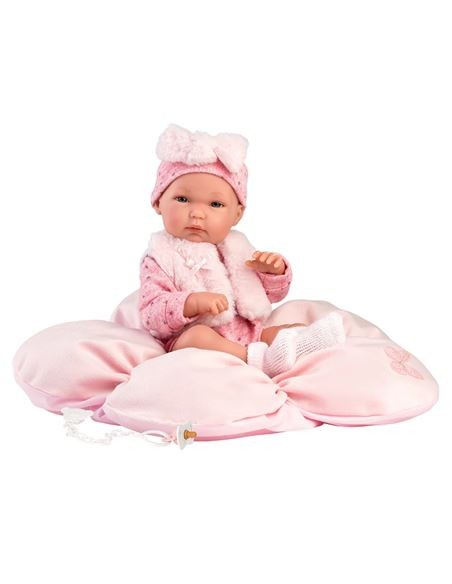 BIMBA CON COJIN ROSA  35CM. MUÑECAS LLORENS
