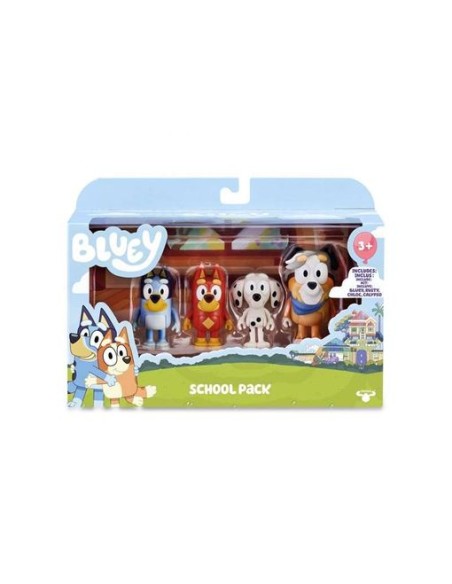 BLUEY SCHOOL PACK BLISTER 4 FIGURAS. FAMOSA