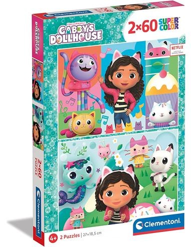 PUZZLE 2X60 GABBY'S DOLLHOUSE. CLEMENTONI