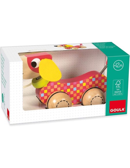 ARRASTRE DE MADERA PERRITO SALSICHA . GOULA.