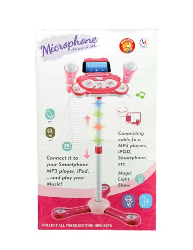 MICROFONOS CON PIE, LUCES Y SONIDOS.