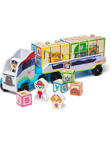 PAW PATROL CAMION DE MADERA CON BLOQUES. TOY...