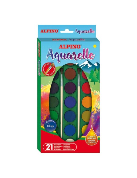ESTUCHE DE ACUARELAS 21 COLORES. ALPINO