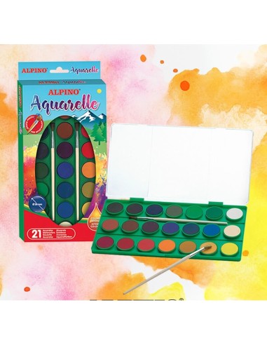 ESTUCHE DE ACUARELAS 21 COLORES. ALPINO