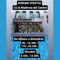 ☀️ HORARI D'ESTIU ☀️
Ja ha arribat l'estiu i ajustem els horaris de les nostres botigues.

A Ca la Madrona del centre, a partir de la setmana vinent:
OBRIM DILLUNS MATI
TANQUEM DISSABTE A LA TARDA

A Ca la Madrona del Poble Nou son petits ajustos.

BON ESTIU!!

☀️ HORARIO DE VERANO ☀️ 
Ya ha llegado el verano y ajustamos los horarios de nuestras tiendas. 

En Ca la Madrona del centro, a partir de la próxima semana: 
ABRIMOS LUNES MAÑANA CERRAMOS SÁBADO POR LA TARDE

En Ca la Madrona del Poble Nou son pequeños ajustes. 

FELIZ VERANO!!

#horaridestiu #horariodeverano #estiu #verano #vilafracacomerç #vilafrancadelpenedes #comerçvilafranca #calamadronacarrerdelsferrers  #calamadrona #estancsolsona #comerçlocal #comerçdeproximitat @vilafrancaactiva