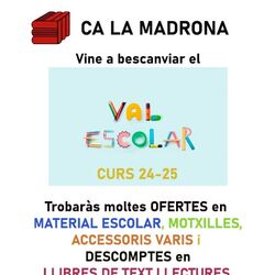 ✏📔📚 SOM ESTABLIMENT ADHERIT! 📚📔
El val escolar de 60 euros s’adreça a les famílies dels alumnes que al curs 2024-2025 facin primària o secundària en centres públics o concertats.

Podràs bescanviar els vals per elements d'escriptura, papereria, llibres de text, literatura infantil i juvenil, diccionaris, petits instruments musicals, motxilles, estoigs, jocs educatius, calculadores, auriculars, teclats i ratolins.

✏📔📚 ¡SOMOS ESTABLECIMIENTO ADHERIDO! 📚📔
El vale escolar de 60 euros se dirige a las familias de los alumnos que en el curso 2024-2025 hagan primaria o secundaria en centros públicos o concertados. 

Podrás canjear los vales por elementos de escritura, papelería, libros de texto, literatura infantil y juvenil, diccionarios, pequeños instrumentos musicales, mochilas, estuches, juegos educativos, calculadoras, auriculares, teclados y ratones.

￼
#valescolar #curs2425 #materialescolar #llibresdetext #quadernsdestiu #motxilles #estoigs #calamadrona #calamdronadelpoblenou #vilafrancadelpenedes #vilafrancacomerç #comerçdeproximitat #comerçlocal #comerçvilafranca @vilafrancaactiva